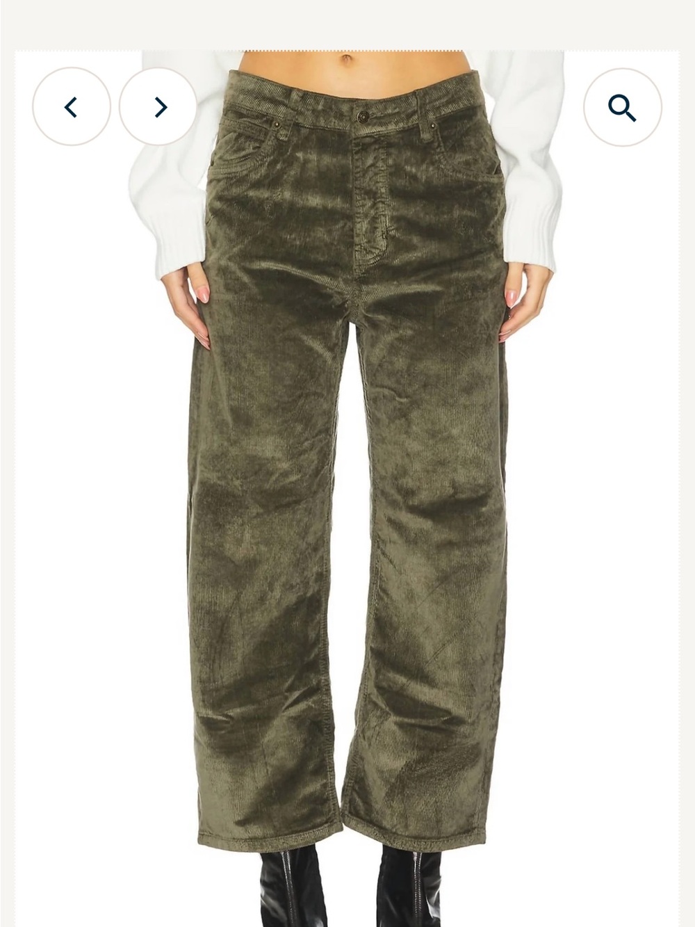 We The Free Deep Trance Olive Green Wide-Leg Corduroy Pants (Keepsake Clover)